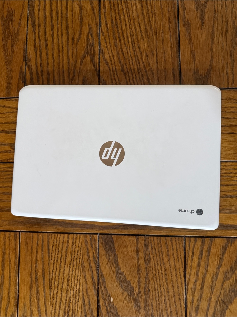 HP White Chromebook Laptop with Silver Logo